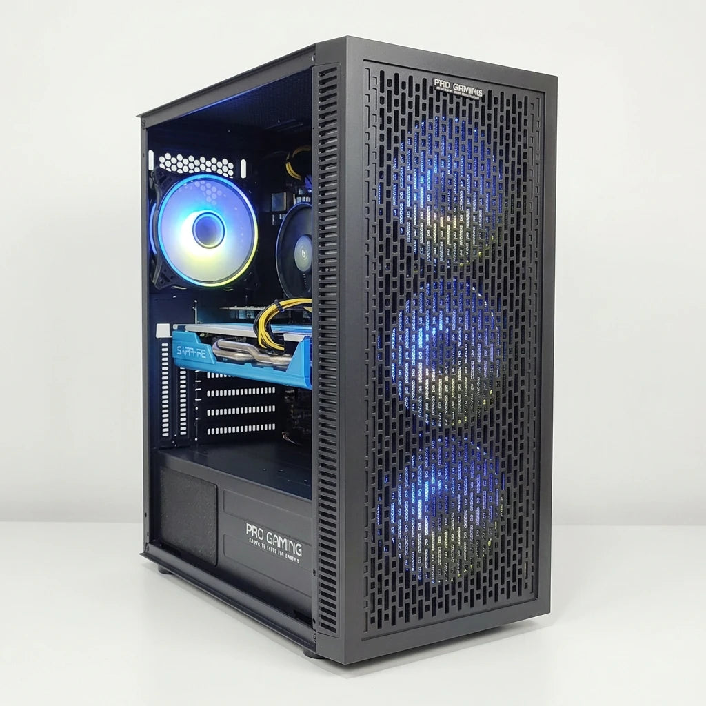 Calculator Gaming Intel Xeon E3-1230 v6 (peste i7 6700) , 16GB DDR4, SSD 480GB + 500GB HDD, placa sunet Creative, video Sapphire Radeon RX 580 NITRO+ 8GB GDDR5 256-bit Special Edition, telecomanda ARGB