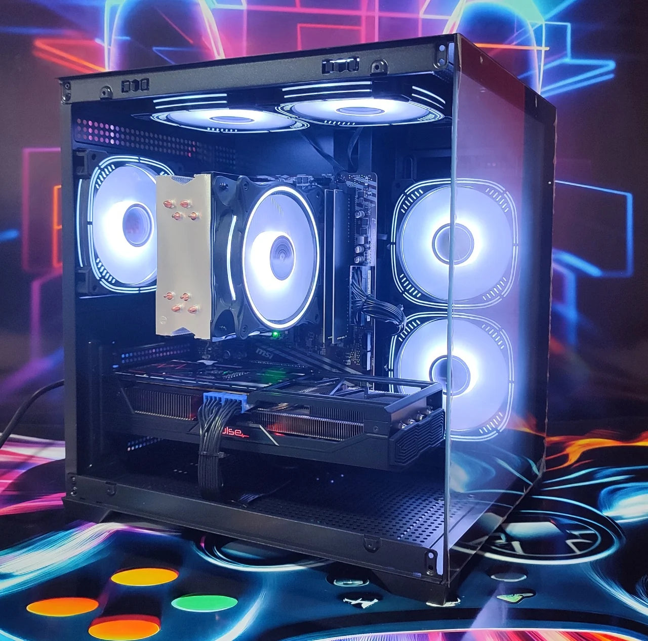 Calculator Gaming AMD Ryzen 5 5500, 16GB DDR4, NVME 512GB + 1TB HDD, video Sapphire Radeon RX Vega56 8G HBM2 PULSE 2048 bit, Telecomanda ARGB